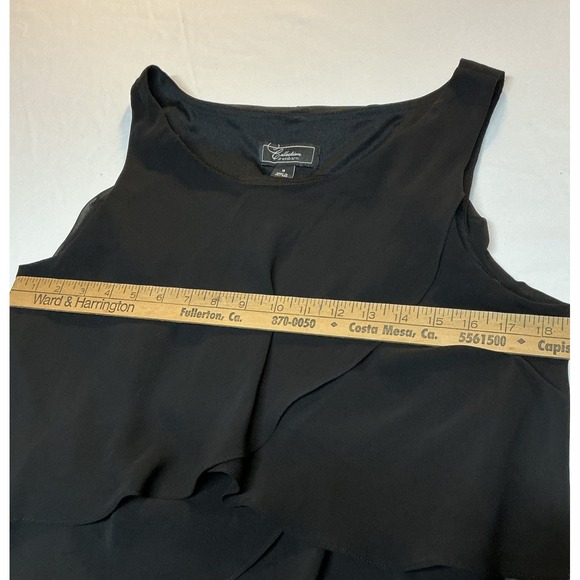 Dressbarn Collection Size 16 Black Cocktail Dress Chiffon Ruffles Sleeveless - Picture 9 of 16